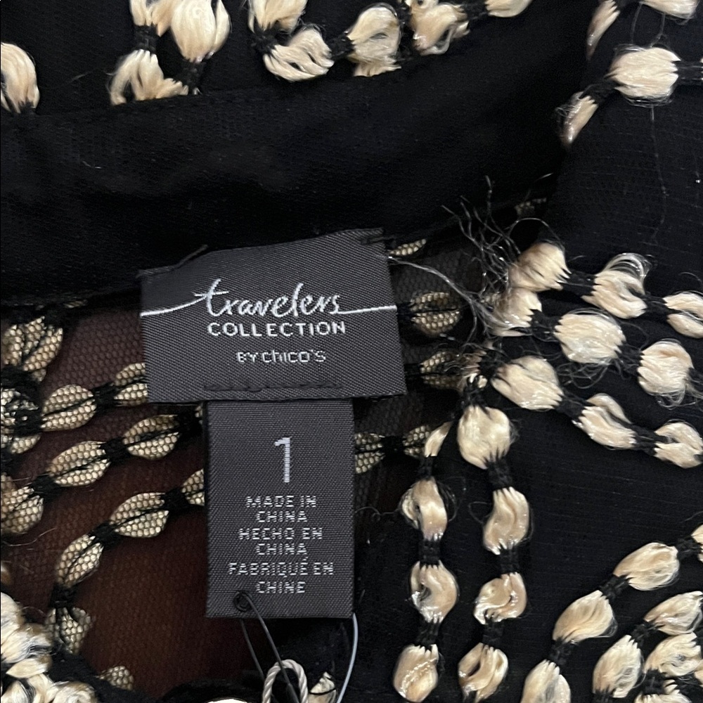 Travelers Collection by Chico’s Needle Stitch Black and Gold Jacket NWT 1 - Picture 3 of 8